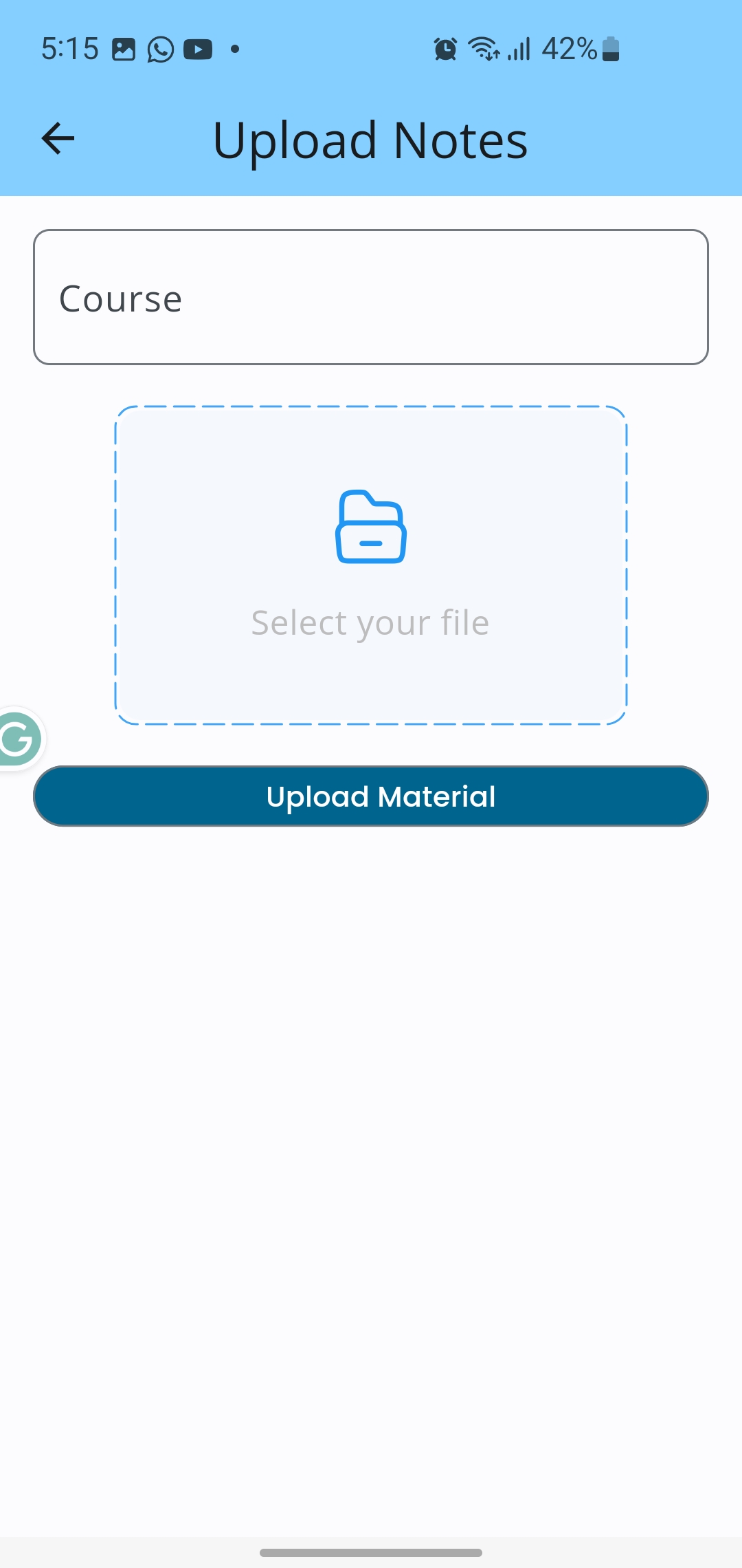 Upload Material Page